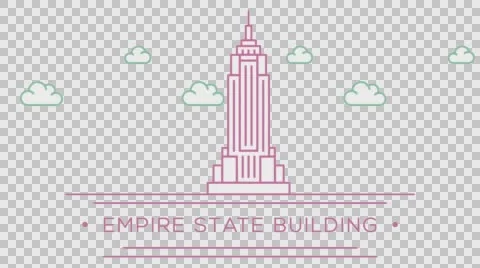 Empire state building NY. Part of the set. Animated outlined landmark 4K footage Vídeos de archivo 64285920
