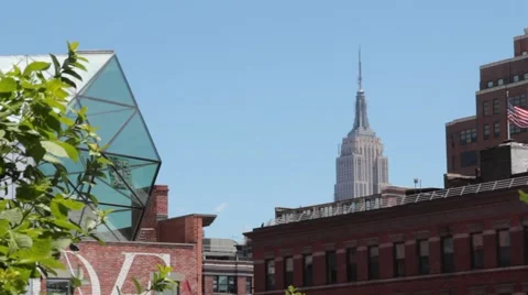 Empire State Building seen from NYC High Line Stock Footage 56086397