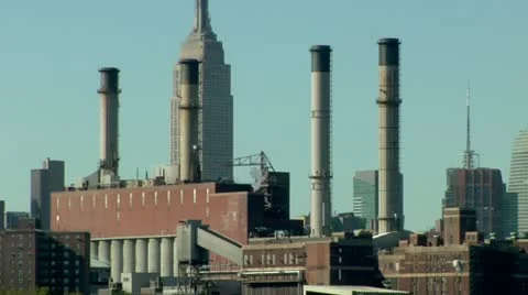 Empire State Building Smoke Stacks Stock Footage 22159591