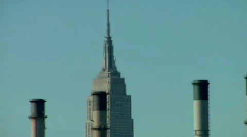 Empire State Building Smoke Stacks Stock Footage 22159592