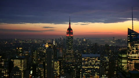 Empire State Building at sunset time lapse Video stock 549813