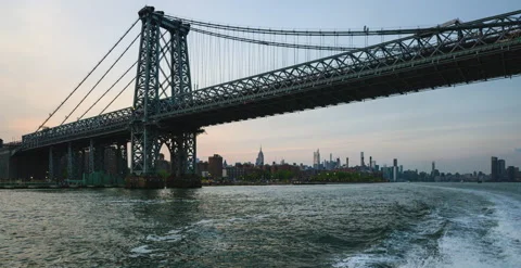 Empire State Williamsburg Bridge (One of Two) Stock Footage 240127896