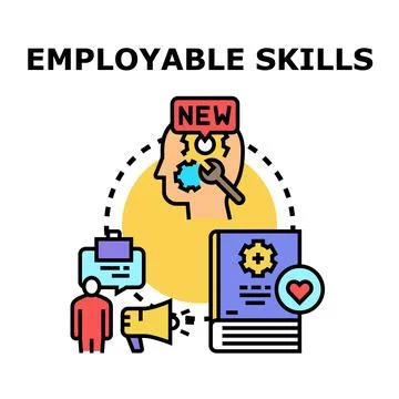 Employable skills development acquiring new knowledge training Stock Illustration