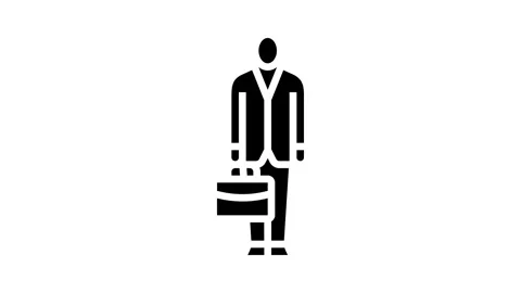 Employed person briefcase glyph icon animation Stock Footage 326139907