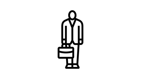 Employed person briefcase line icon animation Stock Footage 326121598