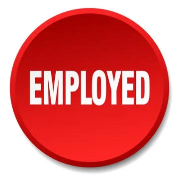 Employed red round flat isolated push button Stock Illustration