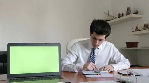 Employed using calculator Stock Footage 62191344