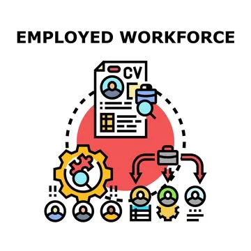 Employed workforce developing career opportunities and growing team Stock Illustration