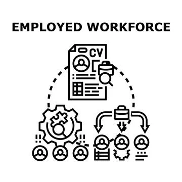 Employed workforce developing career opportunities and growing team Stock Illustration