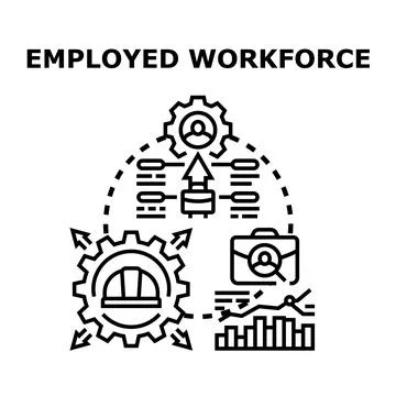 Employed workforce management and human resource concept Stock Illustration