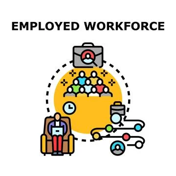 Employed workforce managing tasks and finding new talent Stock Illustration