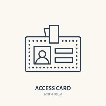 Employee access card, identity vector flat line icon. ID document, badge sign Stock Illustration