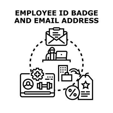 Employee accessing corporate data with identification badge Stock Illustration