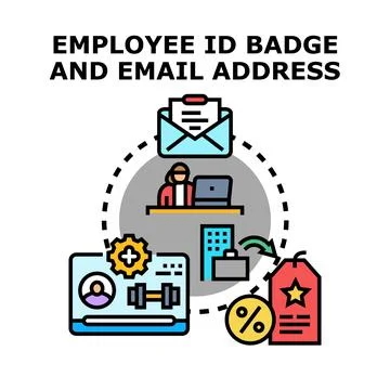Employee accessing corporate data with identification badge Stock Illustration