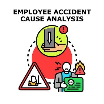 Employee accident cause analysis identifying workplace hazards 库存插图