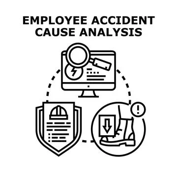 Employee accident cause analysis inspecting workplace safety Ilustração Stock