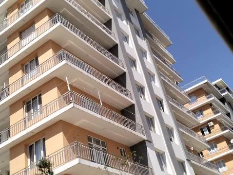Employee accomodation with balcony Stock Photos