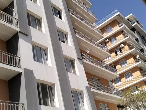 Employee accomodation with balcony Stock Photos