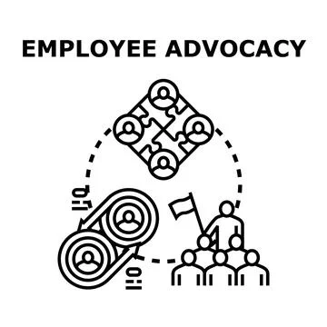 Employee advocacy concept developing team support and social sharing 库存插图