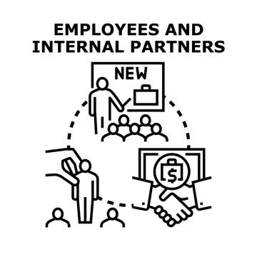 Employee and internal partner cooperation concept vector Stock Illustration