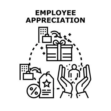 Employee appreciation program recognizing staff rewards bonus Stock Illustration