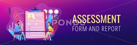 Employee assessment concept banner header. Stock Illustration