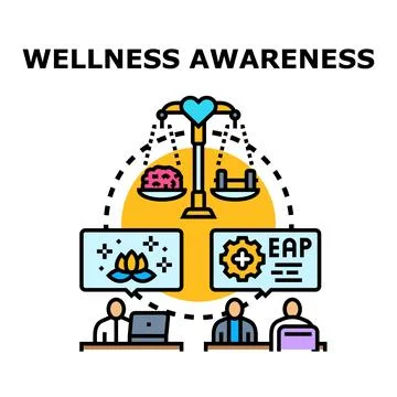 Employee assistance program balancing mental physical wellness Illustrazione stock