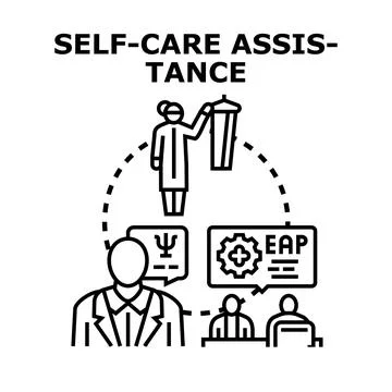 Employee assistance program offering self care support Stock Illustration