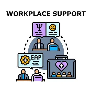 Employee assistance program offering workplace mental health support Stock Illustration