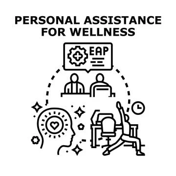 Employee assistance program promoting mental and physical wellness Stock Illustration