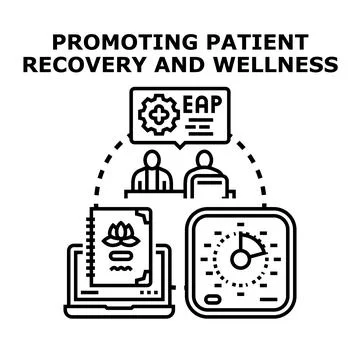 Employee assistance program promoting patient recovery wellness Stock Illustration