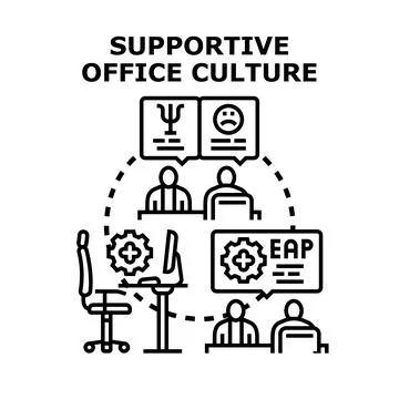 Employee assistance program supporting office mental health Stock Illustration