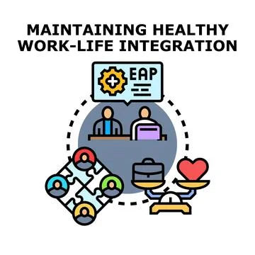 Employee assistance program supporting work life integration concept Stock Illustration