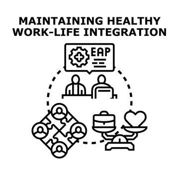 Employee assistance program supporting work life integration concept Stock Illustration
