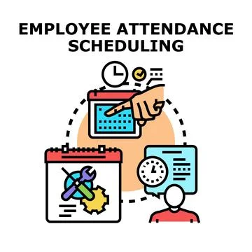 Employee attendance and work scheduling management planning Stock Illustration
