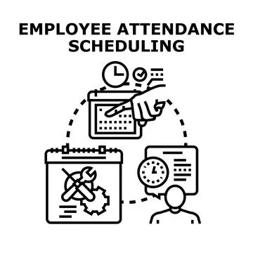 Employee attendance and work scheduling management planning Ilustração Stock