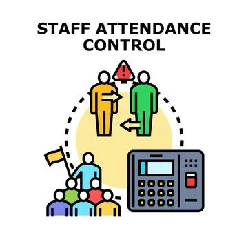 Employee attendance control system with time tracking Stock Illustration