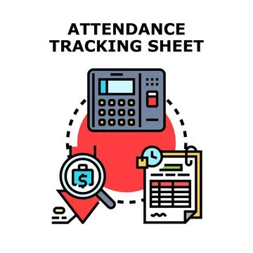 Employee attendance time tracking and payroll management Stock Illustration