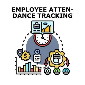 Employee attendance tracking concept using digital system Stock Illustration