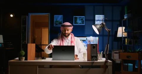 Employee beginning work shift at home Stock Photos