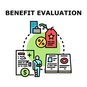 Employee benefit evaluation calculating compensation financial insurance Stock Illustration