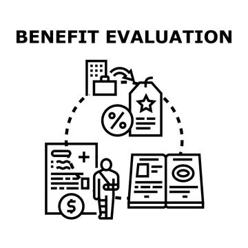 Employee benefit evaluation calculating compensation financial insurance Stock Illustration