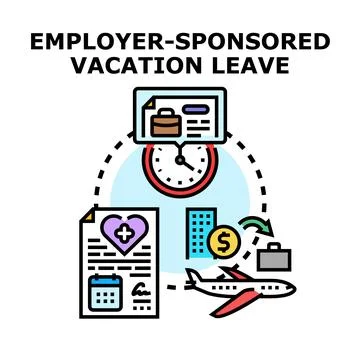 Employee benefit package receiving sponsored vacation leave Stock Illustration