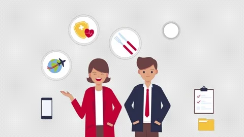 Employee Benefits Animation Alpha Channel 4K Stock Footage 293136102
