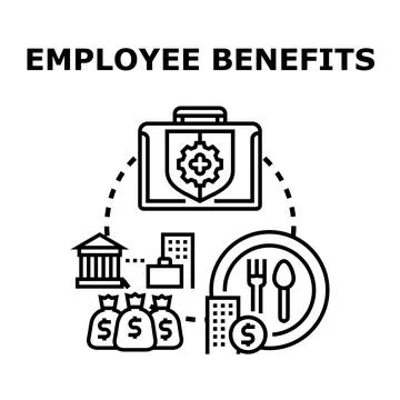 Employee benefits concept representing work compensation and support Stock Illustration