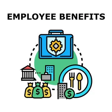 Employee benefits concept representing work compensation and support Stock Illustration