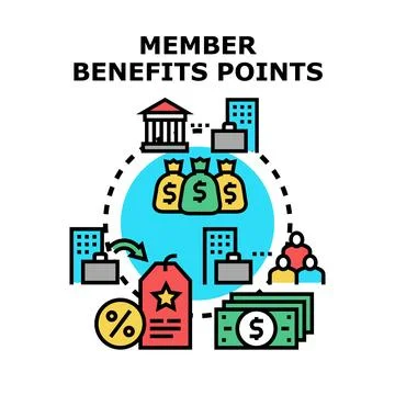 Employee benefits program accruing rewards points concept Illustrazione stock
