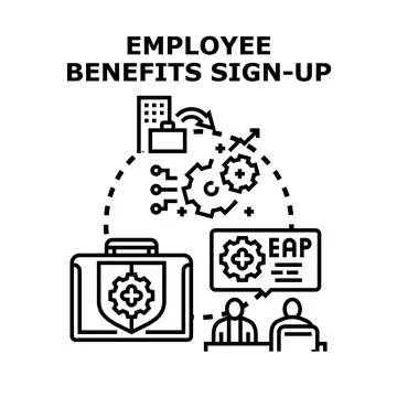 Employee benefits sign up program enrollment concept Illustrazione stock