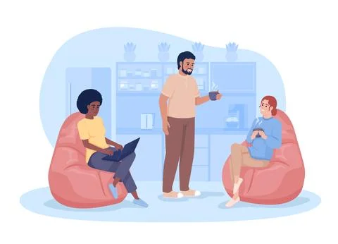 Employee break room 2D vector isolated illustration 스톡 일러스트