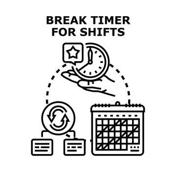 Employee break time and shift scheduling concept Stockillustratie
